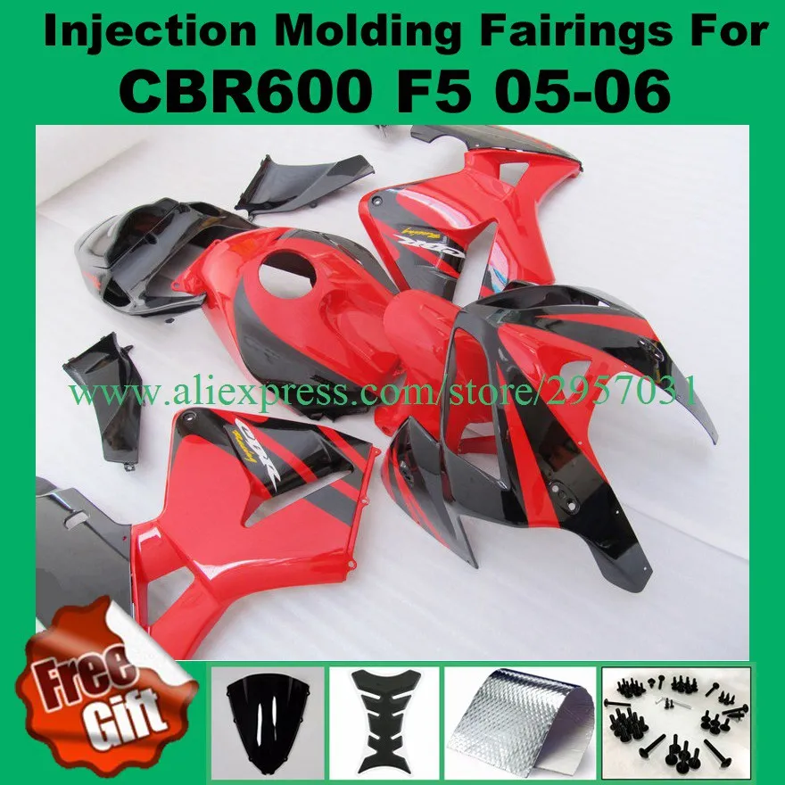 

Free screws+gifts Injection mold Fairing kit for HONDA CBR600RR F5 05 06 CBR 600RR 2005 2006 CBR600 Red Black Fairings set