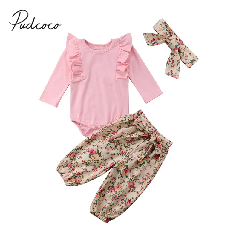 3 шт. Детский комбинезон с длинным рукавом и оборками|Комплекты одежды| |