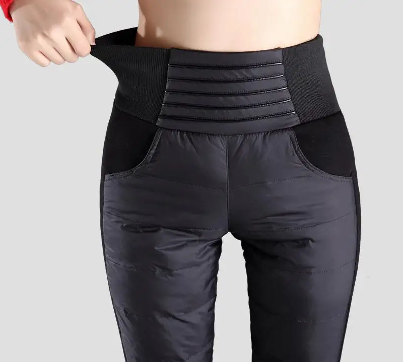 Женские пуховые брюки зимняя верхняя одежда с высокой талией женские тонкие