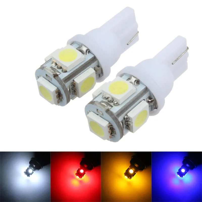 10 шт. Автомобильные светодиодные лампы T10 5050 5 SMD W5W 194 168 теплый