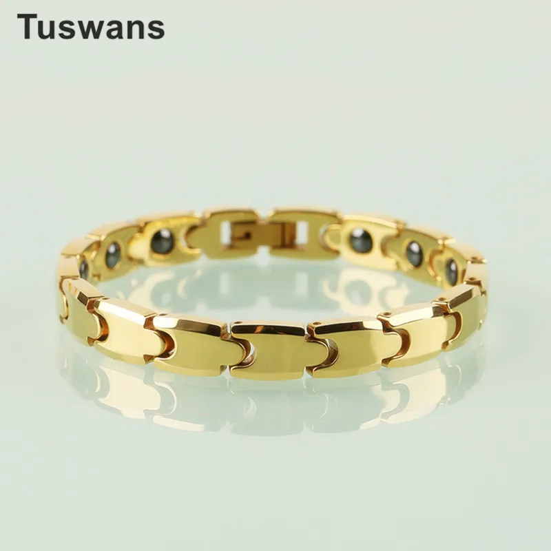 Элегантные стильные золотистые женские/мужские вольфрамовые браслеты и с