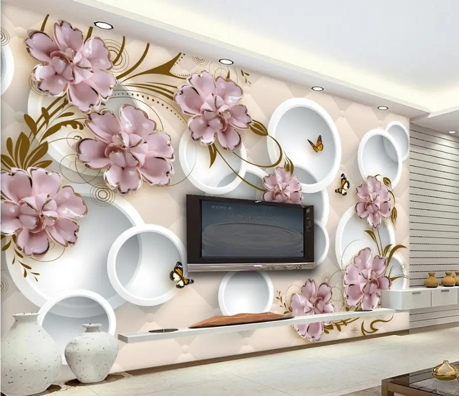 

custom 3d wallpaper Pink embossed flower vine wallpaper for bedroom walls TV backdrop mural wallpaper