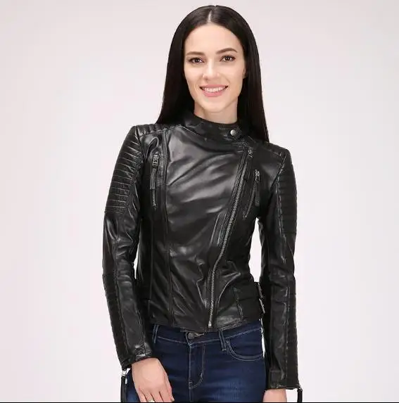 Free shipping,Women's 100% sheepskin coat.spring woman genuine leather jacket.fashion slim coat.female motor leather clothes