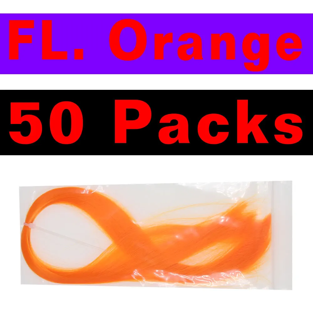 FL orange 50 packs Bimoo 50 пакетов синтетический волоконный стример для мягкого изготовления приманки Sabiki Fly Jigs крючки рыболовный крючок Бактейл материал для рыбалки - Цвет: FL orange 50 packs