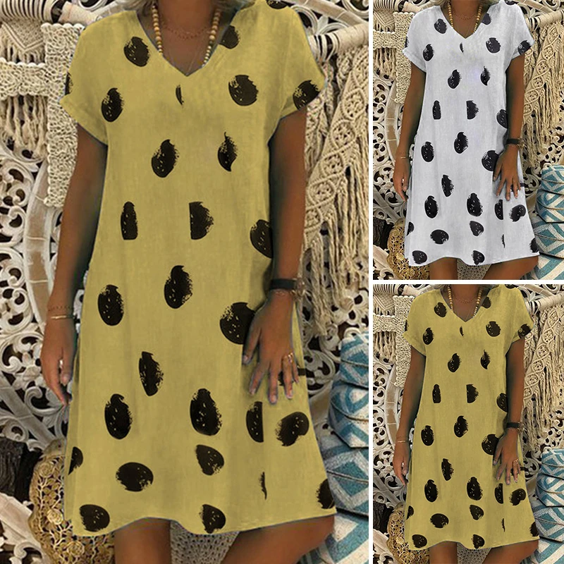 Летнее платье женское большого размера с коротким рукавом Модное Длинное
