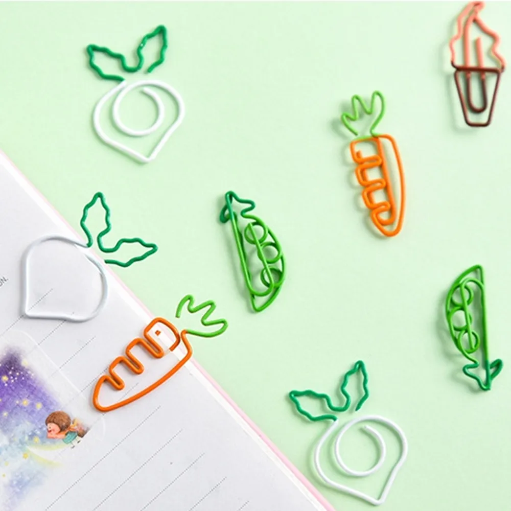 Милые металлические зажимы для бумаги в форме фруктов и моркови 12 шт./лот