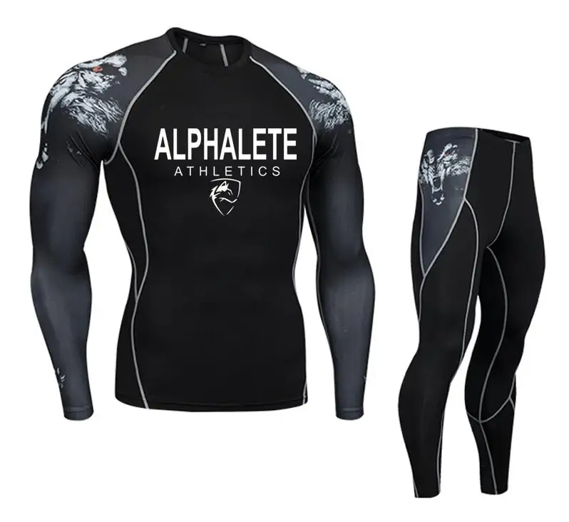Для мужчин s ALPHALETE Печатный компрессионный набор Функциональная футболка с