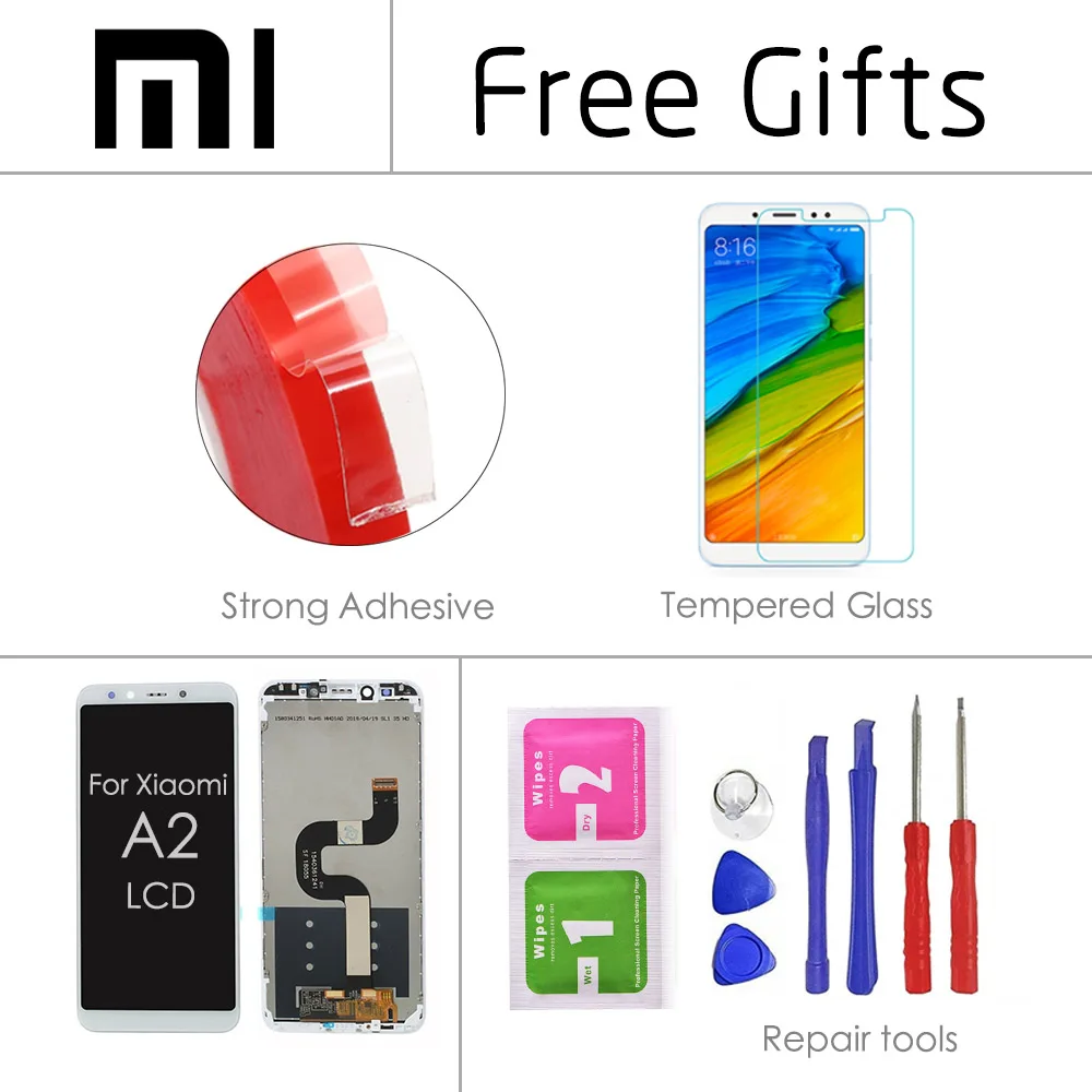 5 99 &quotОригинальный ЖК дигитайзер для XIAOMI Mi A2 сенсорный экран с рамкой Замена Xiaomi 6X