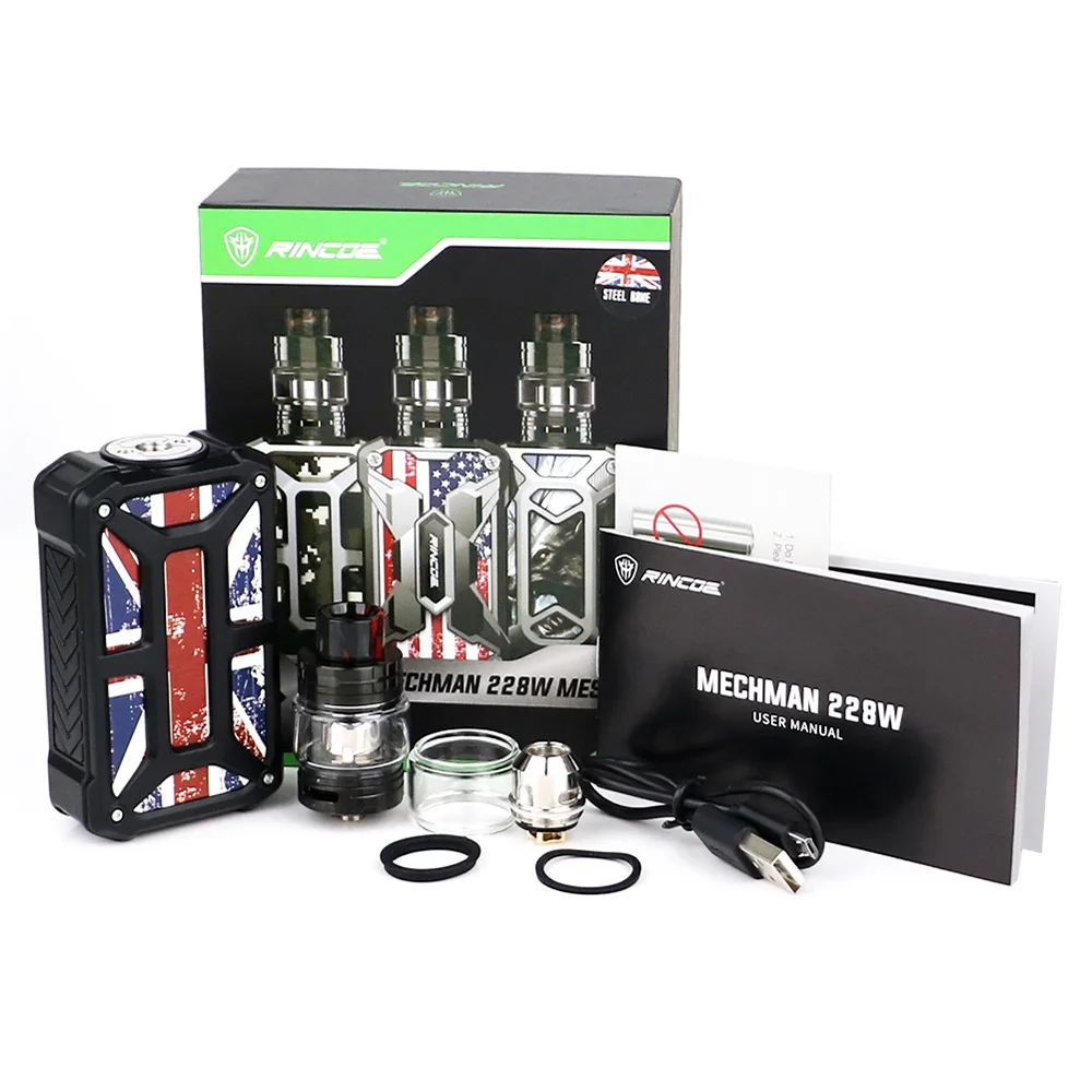 Электронная сигарета Rincoe Mechman Mesh Vape kit 228 Вт Mod с сетчатым баком подходит для