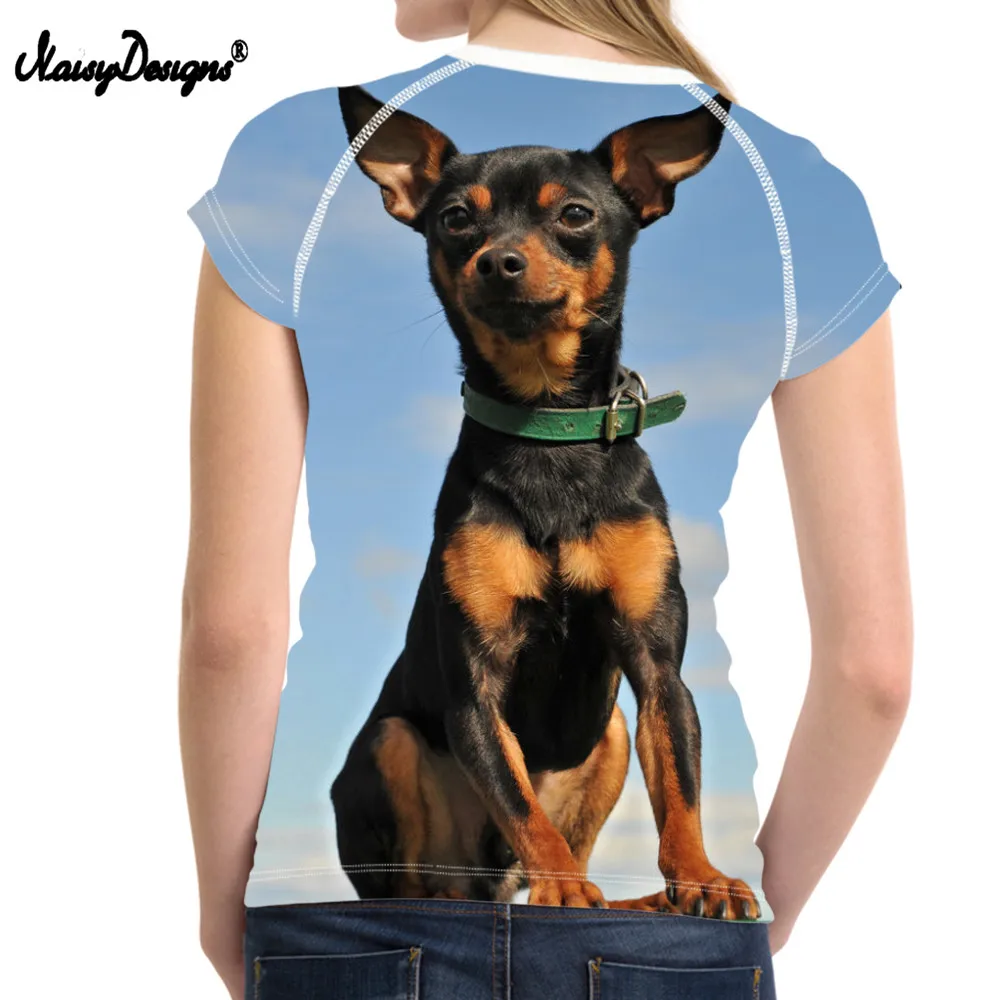Женская миниатюрная футболка noisydesign с принтом Pinscher Подростковая забавным