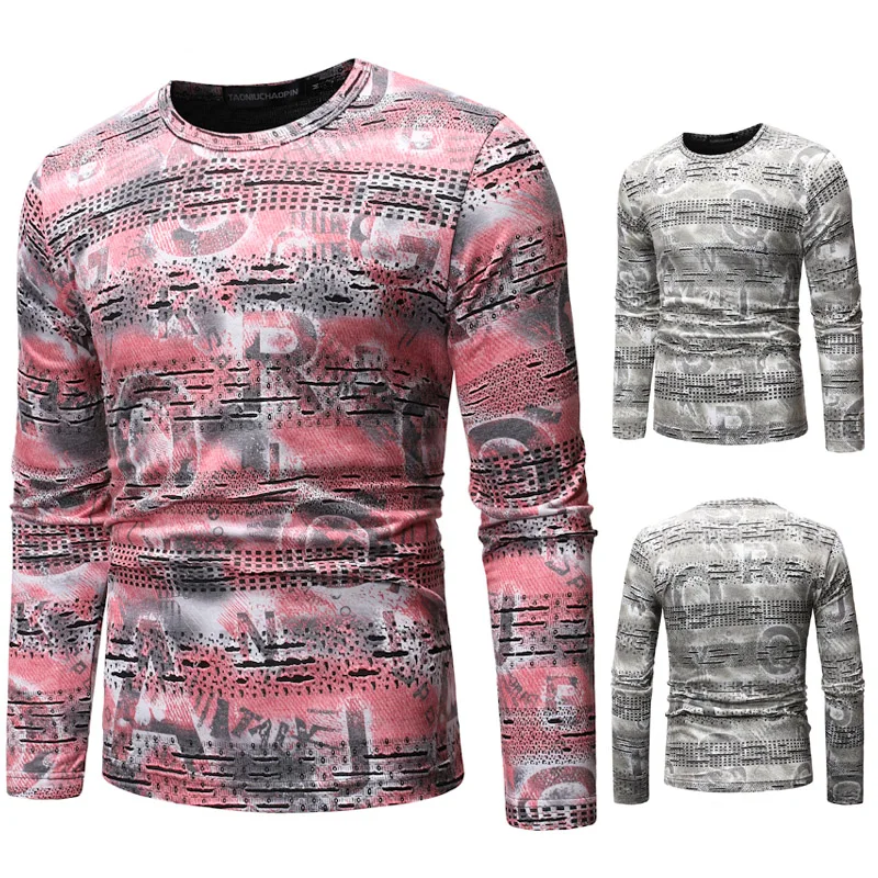 Новинка весны 2019 Мужская футболка с длинным рукавом круглым вырезом камуфляжная