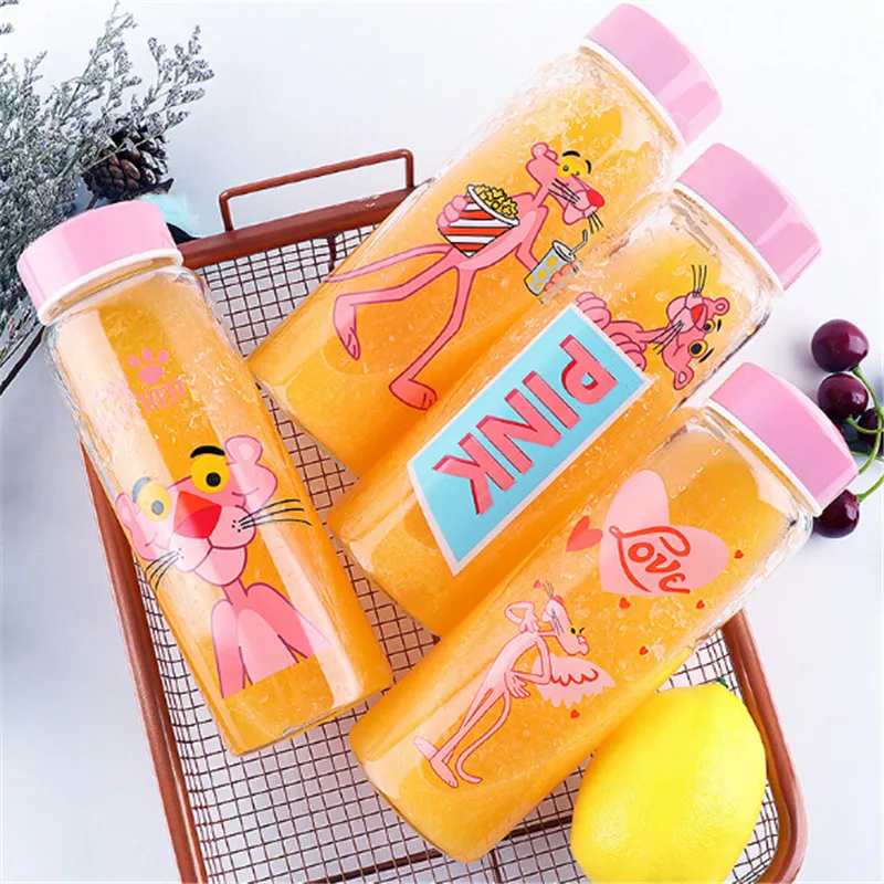 Бутылка для воды с розовой пантерой 500 мл симпатичная портативная бутылка питья