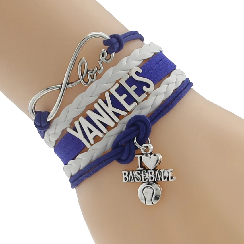 Бесконечность любовь янки бейсбольный браслет для спортивной команды синий