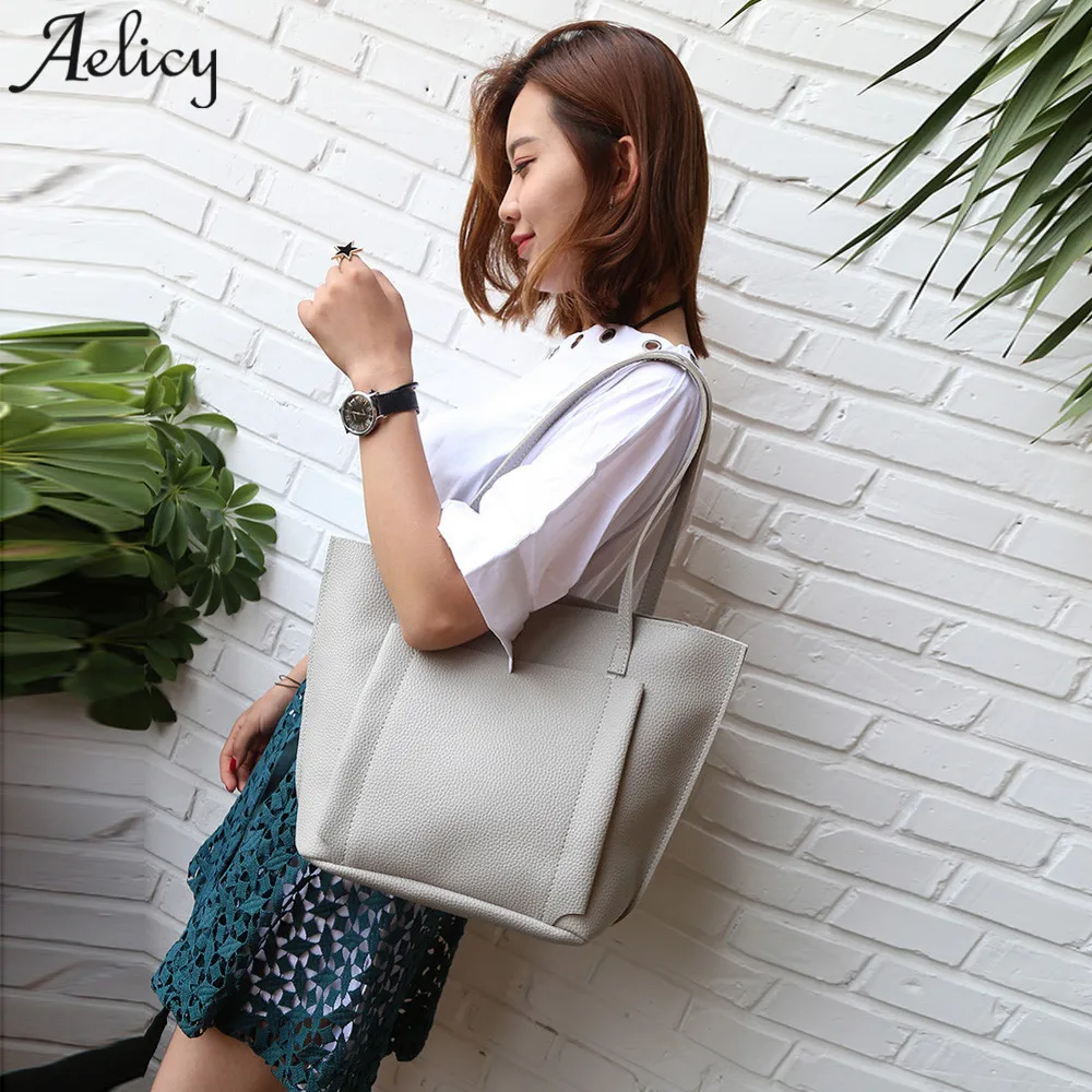 Aelicy 2018 Новинка 4 шт кожаные сумки известный бренд четыре набора на плечо дамская