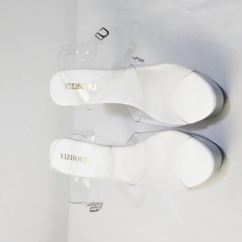 Transparent evanescent hues with 15cm Crystal shoes appeal Super high heels party women's shoes