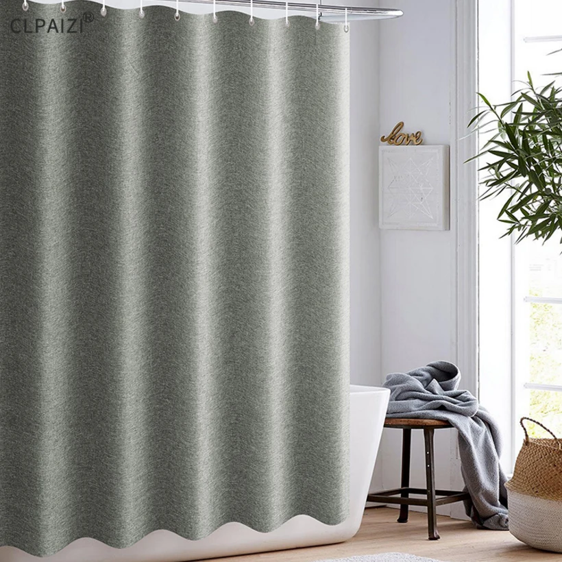 CLPAIZI Imitation Linen Bathroom  Shower Curtain Free Punching Waterproof Mildew Thickening Bath Curtain 120 Wide 180 high D30