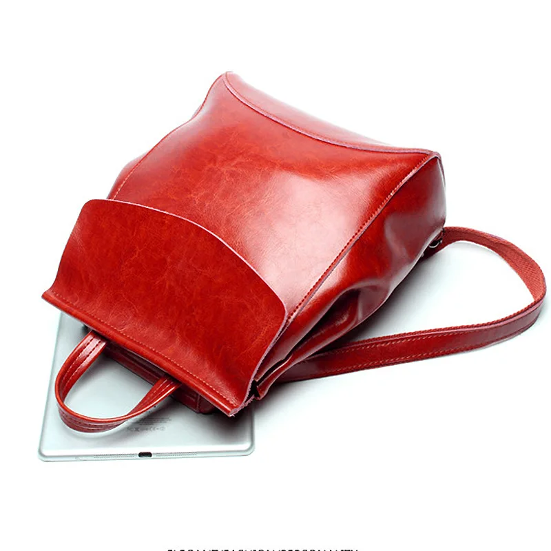 Модный женский кожаный рюкзак Однотонный из вощеной кожи брендовый дизайнерский