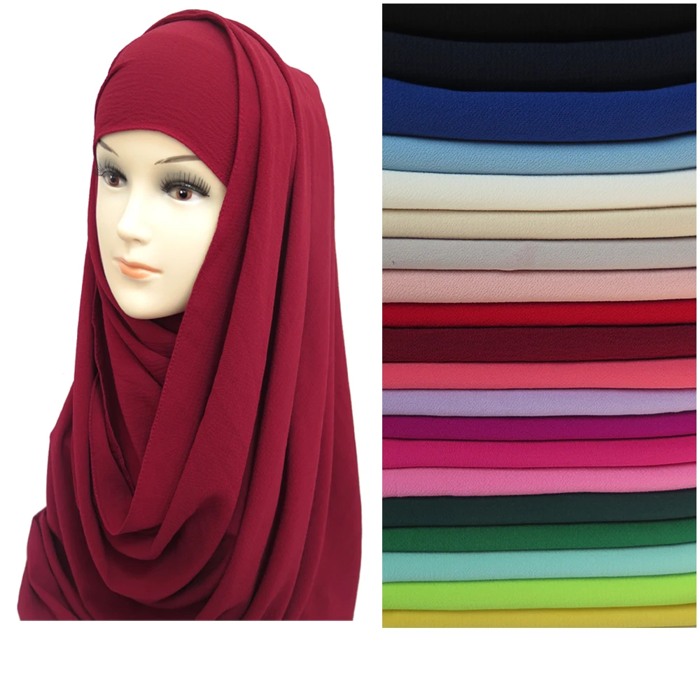 Беспросвечивающий толстый шифоновый шарф 20 шт./лот мусульманский хиджаб шаль