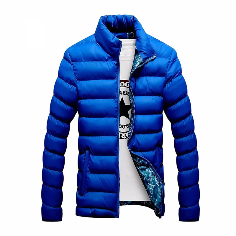 Picture Light Blue Лидер продаж, брендовая модная однотонная качественная куртка на молнии с открытым стежком, Мужская Зимняя Повседневная приталенная парка со стоячим воротником, ветровка, куртки, пальто - Цвет: Picture Light Blue