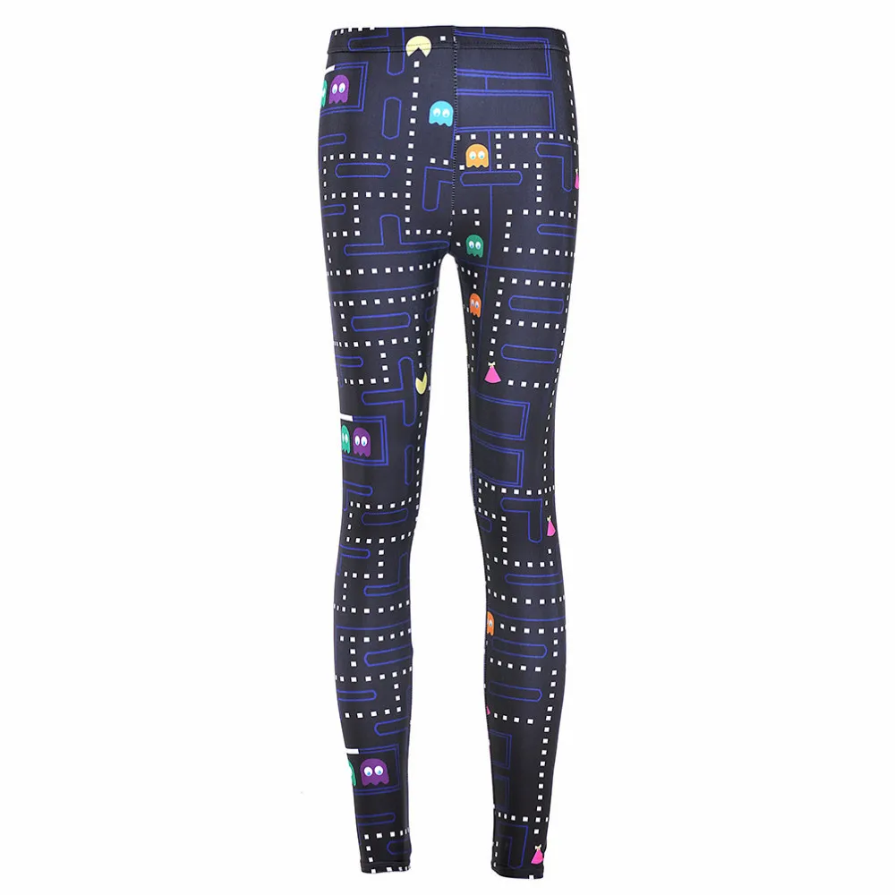 Женские штаны с космическим принтом леггинсы для фитнеса Muz man PAC MAN женские