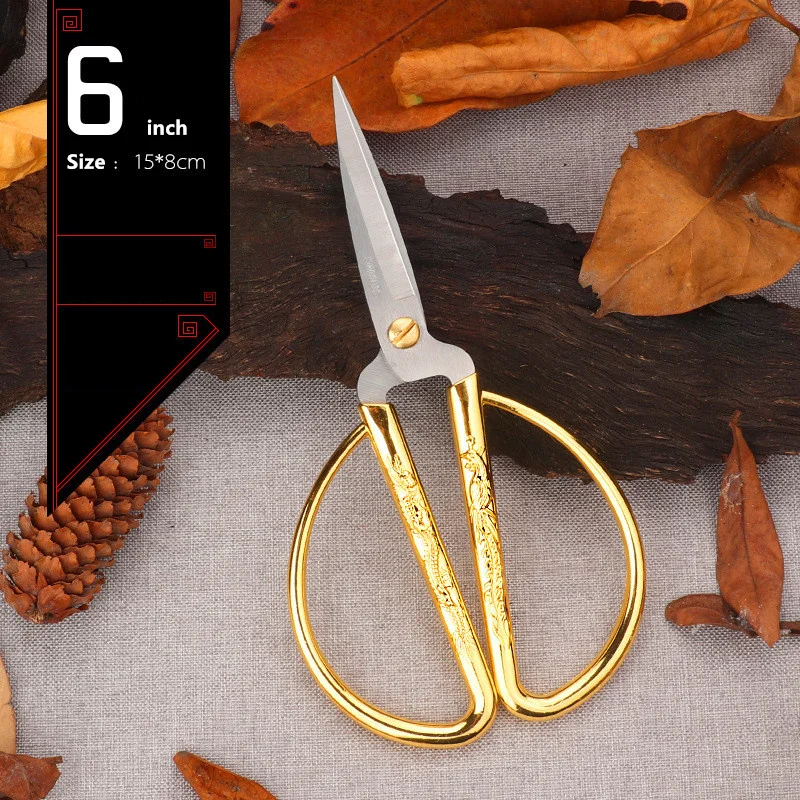 Profession Stainless Steel Paper Cutting Scissors Vintage Retro Sewing Scissors Durable Embroidery Tailor Scissors for Fabric