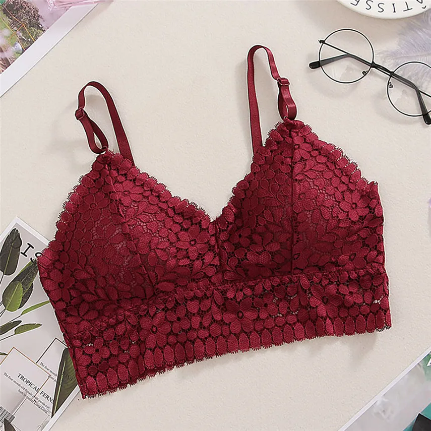 ORLVS Women Sexy Bra Solid Vest Lace Seamless Breathable Push Up Top Underwear brasier mujer Y* | Женская одежда