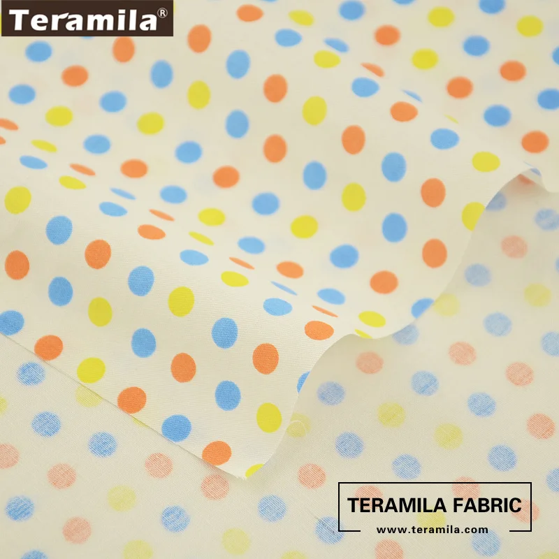 Teramila Cotton Fabric Printed Colorful Dots Designs Tissue Material DIY Quilting Patchwork Pillow Baby Cloth Dress Decoration|design material|cotton