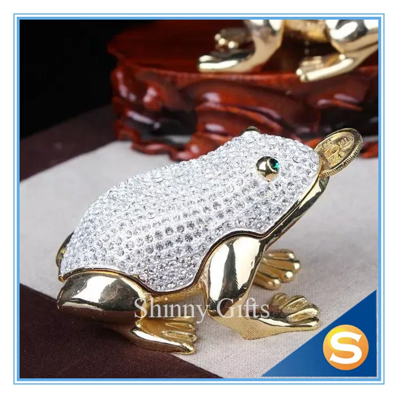 Фэн Шуй Лягушка Жаба безделушка коробка ювелирных изделий с инкрустированным