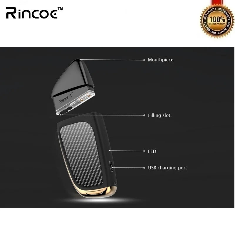 Оригинальный стартовый набор Rincoe Ceto Vape Pod All-in-one 2 мл картридж 370 мАч портативная