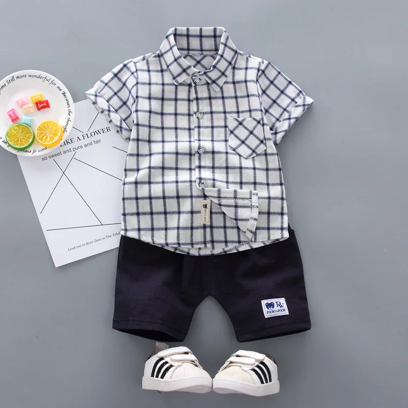 2019 Summer Baby Boy Clothes New Girl Clothing Set Cotton Suits Short Plaid Infant Kids For Girls | Детская одежда и обувь