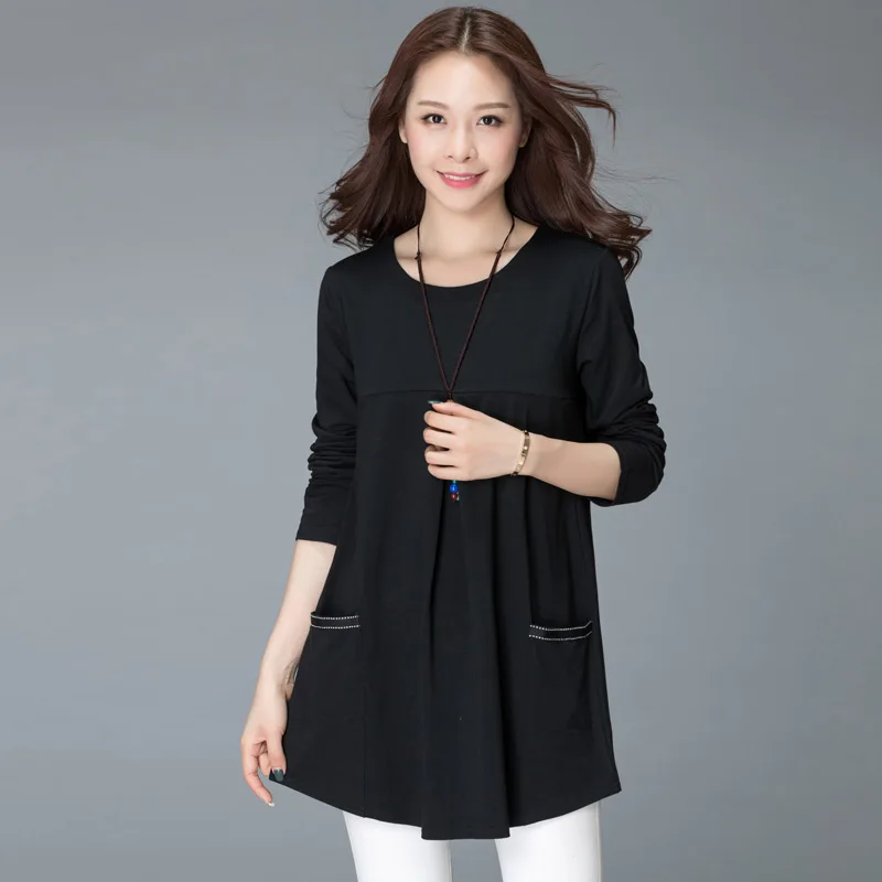 4XL размера плюс, женская блузка, туника, модные женские блузки,, длинный рукав, в полоску, из кусков, женские рубашки, черные, зеленые, женские топы - Цвет: Черный