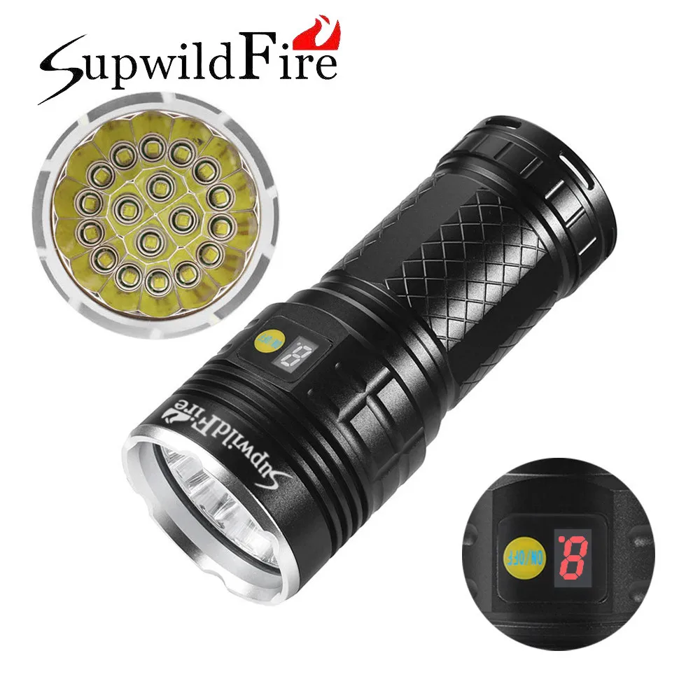 ISHOWTIENDA фонарик SupwildFire 18 x XM-L T6 светодио дный Мощность цифровой Дисплей охоты Flashligt супер яркий ослепительный эффект# G30