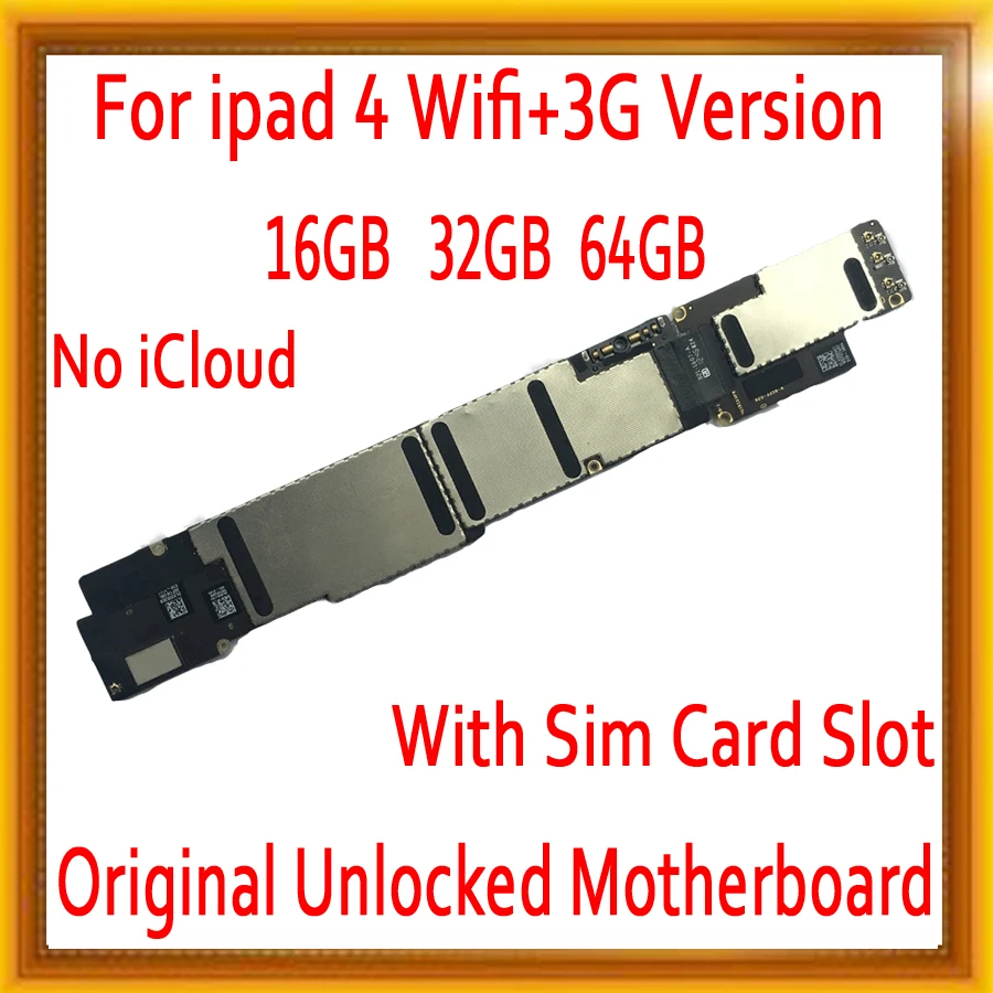 Заводская разблокированная материнская плата для ipad 4 Wifi + 3G 100% оригинальный