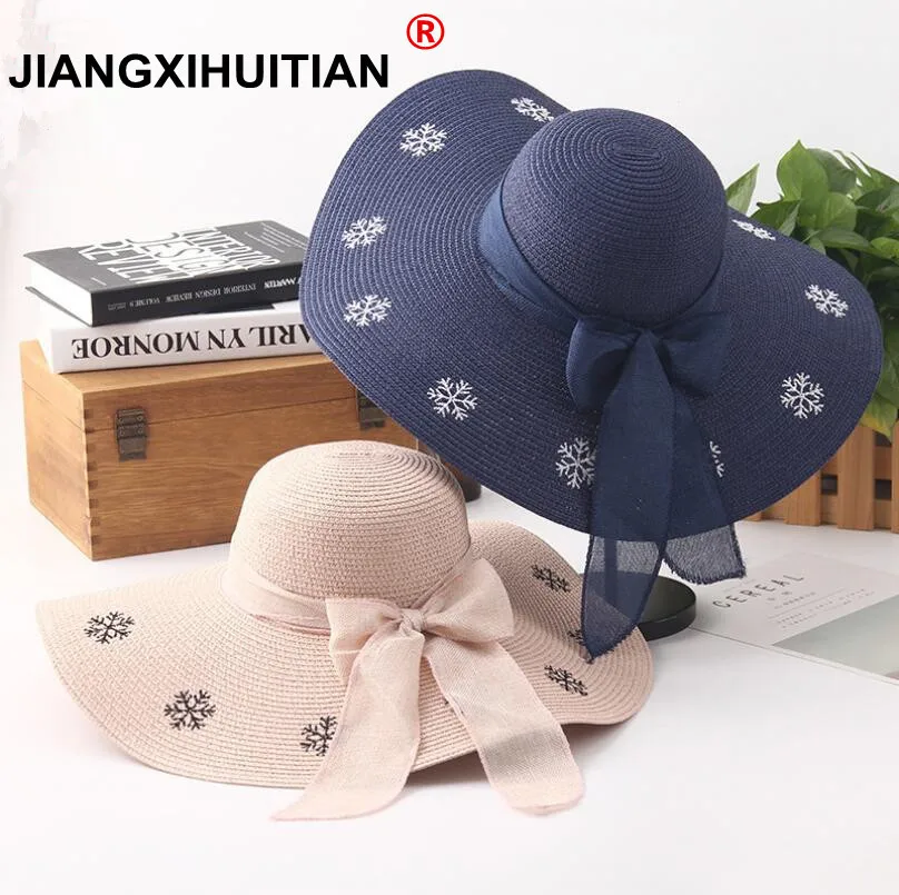 2018 новая брендовая широкополая соломенная шляпа с бантиком Пляжная женская