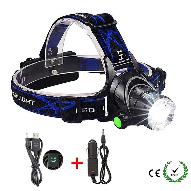 D Высокомощный светодиодный налобный фонарь CREE XM-L L2/T6, масштабируемый головной светильник, водонепроницаемый Головной фонарь, светильник-вспышка, налобный, рыболовный, охотничий светильник - Испускаемый цвет: D
