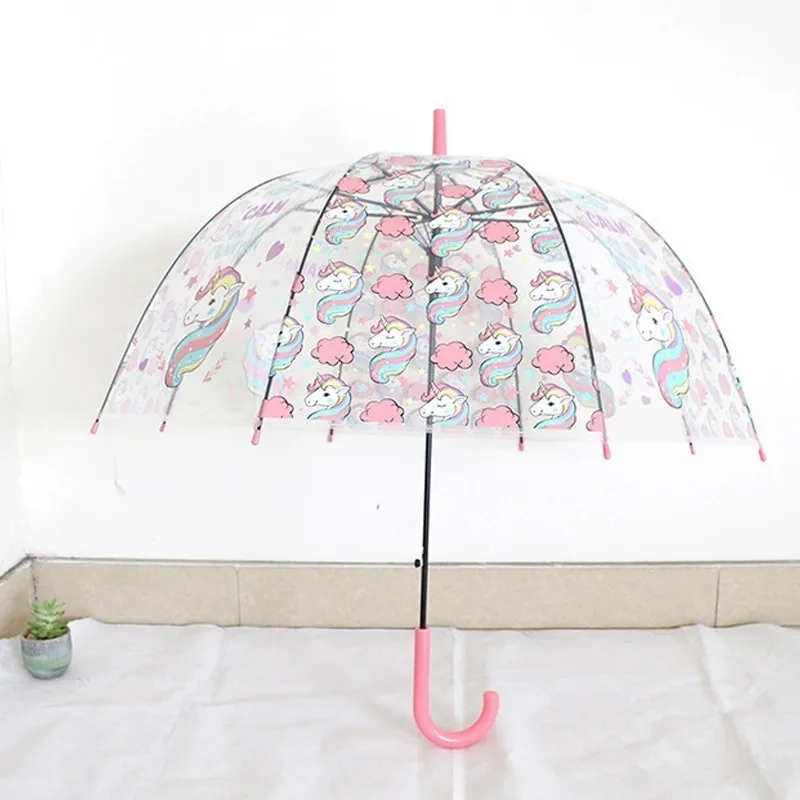 Детский зонт с единорогом милые Прозрачные Зонтики полуавтоматический детский