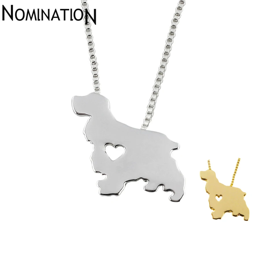 

Cocker Spaniel dog necklace animal pendant jewelry golden colors plated