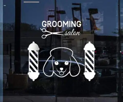 Уход за лошадьми собака логотип ножницы для салона красоты окна виниловые