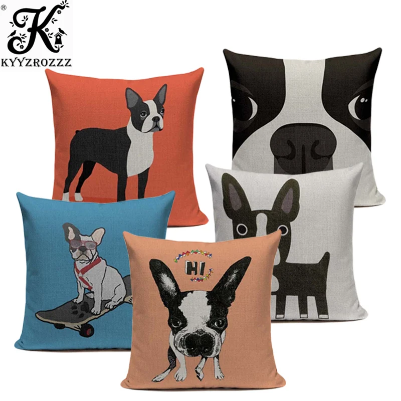 

Горячая Постельное белье Бостон терьер Французский бульдог подарки роскошные подушки Чехол 45 см х 45 см квадратный офисное кресло подушка р...