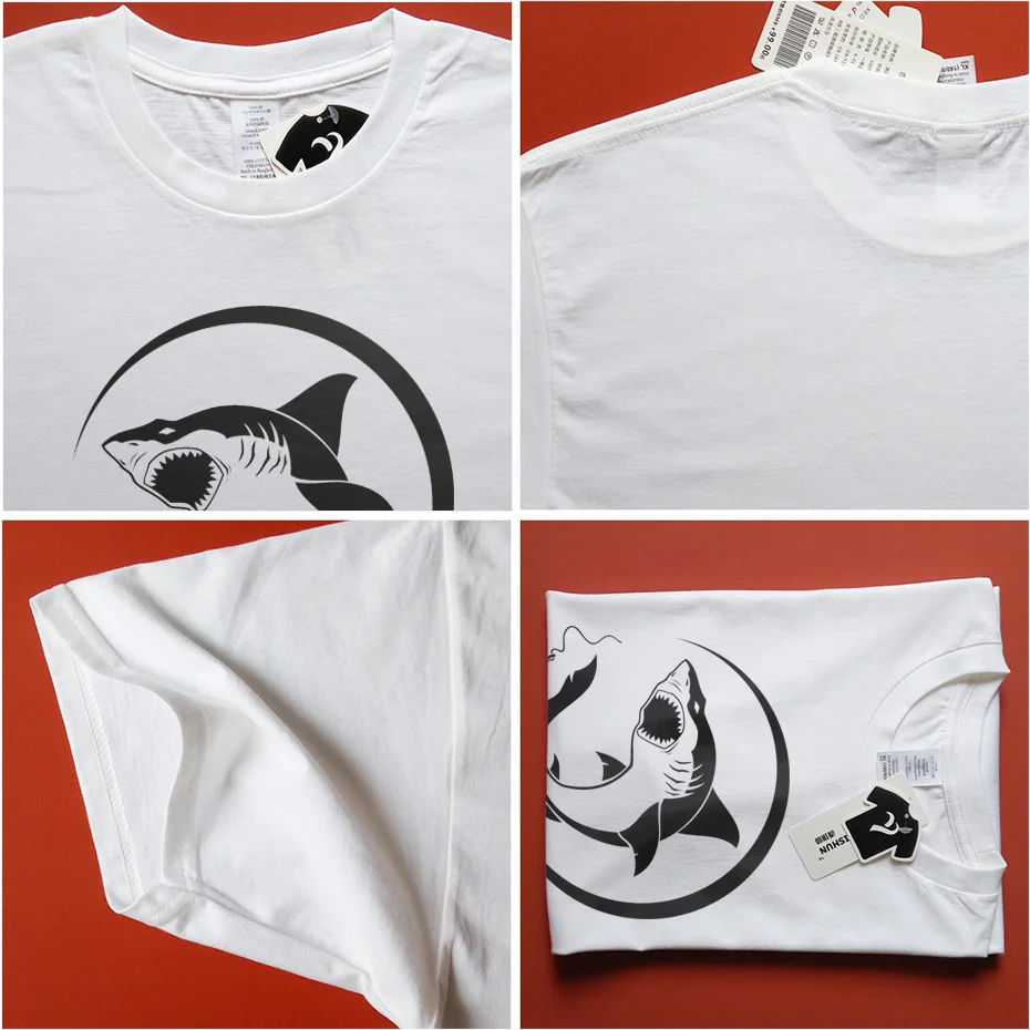 Ferocious Shark Print T Shirt 2018 New Fishinges T-Shirt Holiday Beach Casual Tshirt Boutique Men Cotton short sleeves Tee | Мужская
