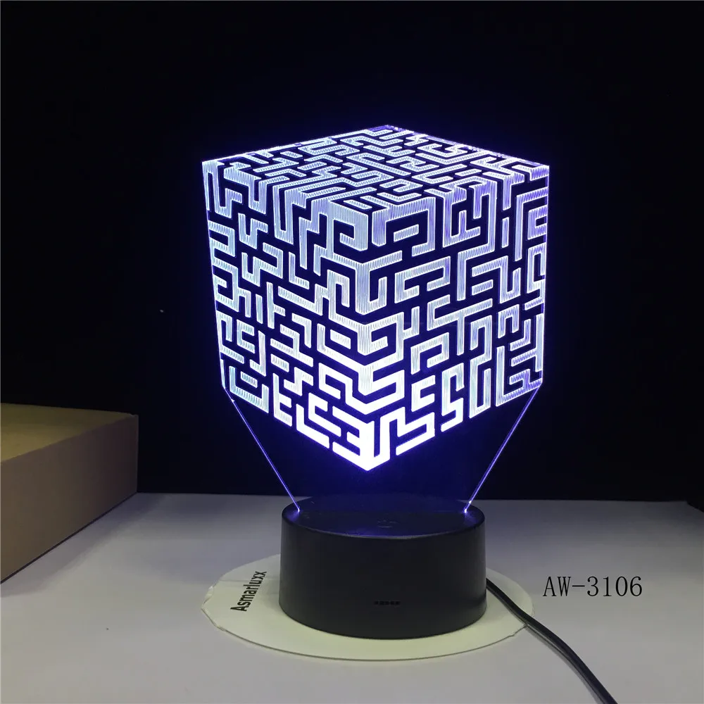 Лабиринт 3d лампа дистанционное управление сенсорный цветной светодиодный ночник Luminaria De Mesa Luminaria цвета настольные лампы GX-3106