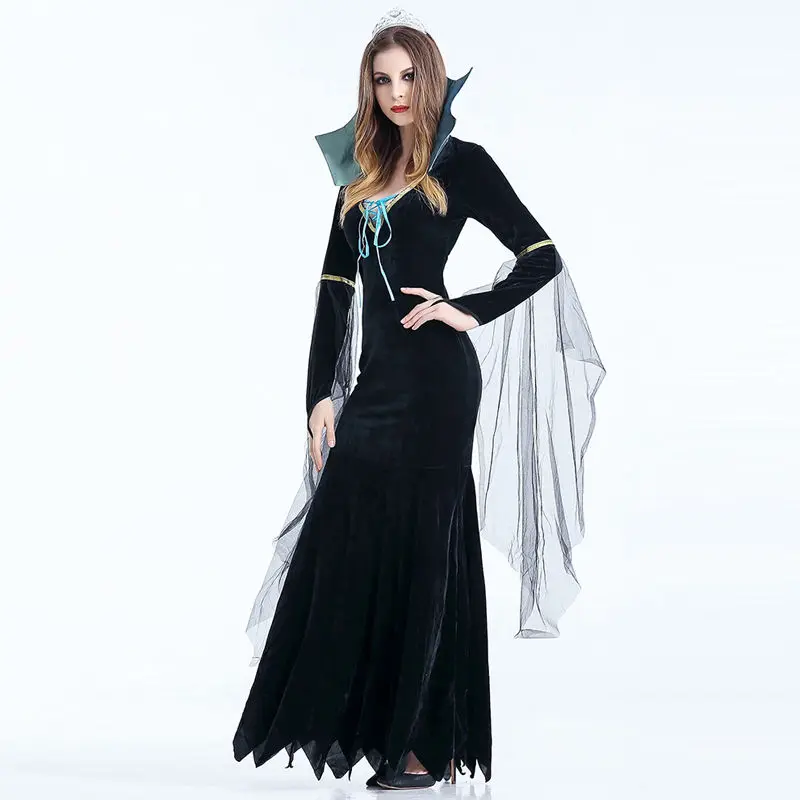 Новинка 2017 сексуальное черное платье на Хэллоуин для взрослых и женщин Костюм