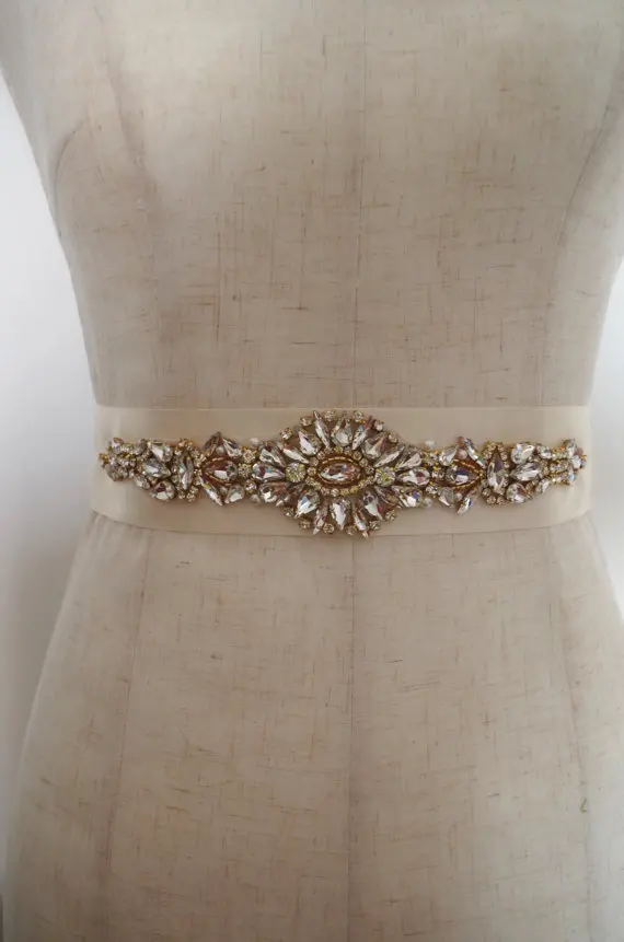 2 шт. золотой пояс с цветочным узором золотые стразы свадебный ремесло RAE0118 | Дом и