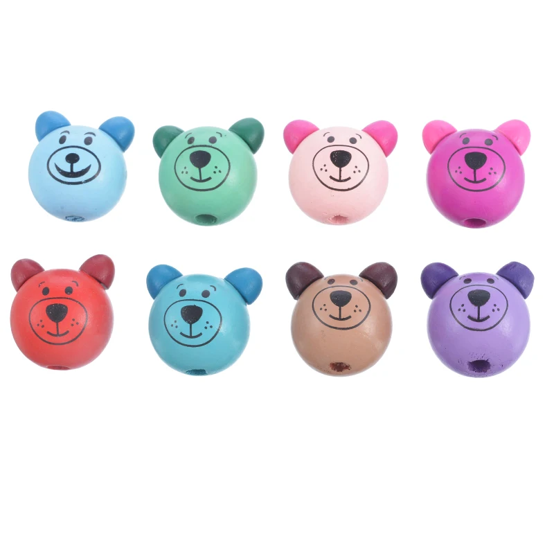 2.8cmx2.5cm 10pcs 10 шт деревянные бусины медведь пустышка деревянные бусины шар медведь 3D мультфильм милый улыбающееся лицо деревянный шарик ребенок DIY для изготовления украшений вручную - Цвет: 2.8cmx2.5cm 10pcs