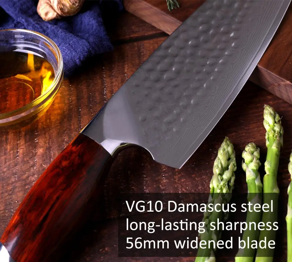 8 дюймов дамасский нож шеф-повара японский vg10 Стальные Кухонные ножи 67 слоев Чеканная отделка с далбергией деревянной ручкой сашими Новые