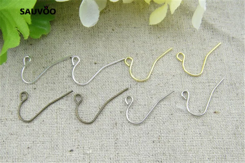 SAUVOO 200pcs/lot Antique Bronze/Gold/Silver Color Earring Hooks French Ear Wires for DIY Earrings Jewelry Making Findings | Украшения и