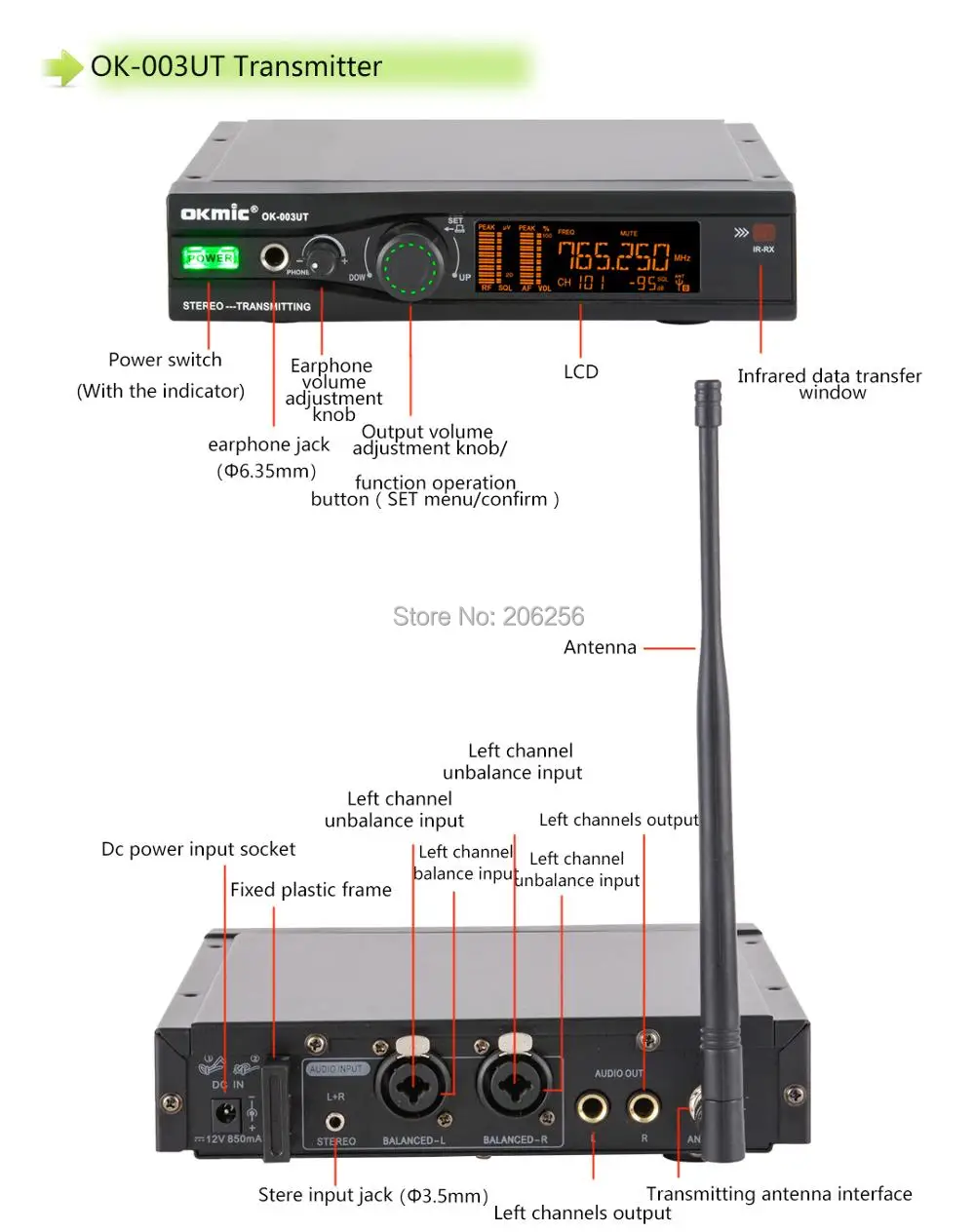Новый передатчик OKMIC 003UT 1 шт. с 2 ресиверами 6202R Беспроводная система ушного