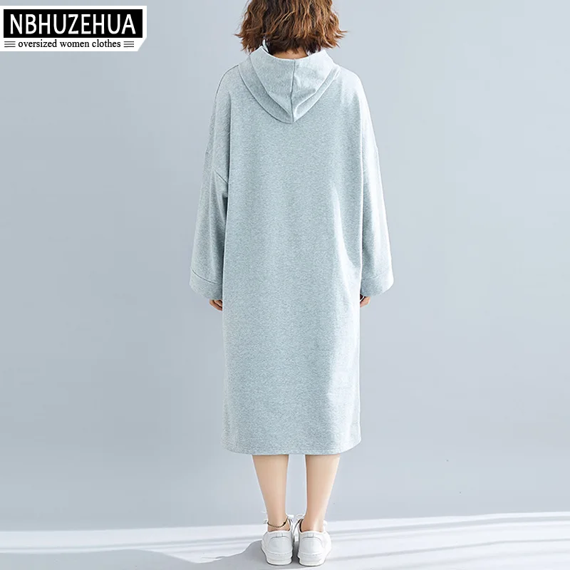 NBHUZEHUA женские платья больших размеров уличная одежда хлопковое серое черное
