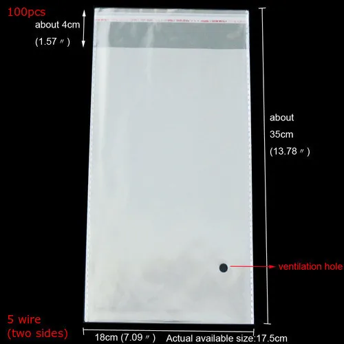 100pcs 18x35cm 50 шт/100 шт многоразовые пластиковые пакеты для подарков, упаковка большого размера, прозрачные самоклеящиеся прозрачные целлофановые Opp пакеты, вечерние, декоративные - Цвет: 100pcs 18x35cm