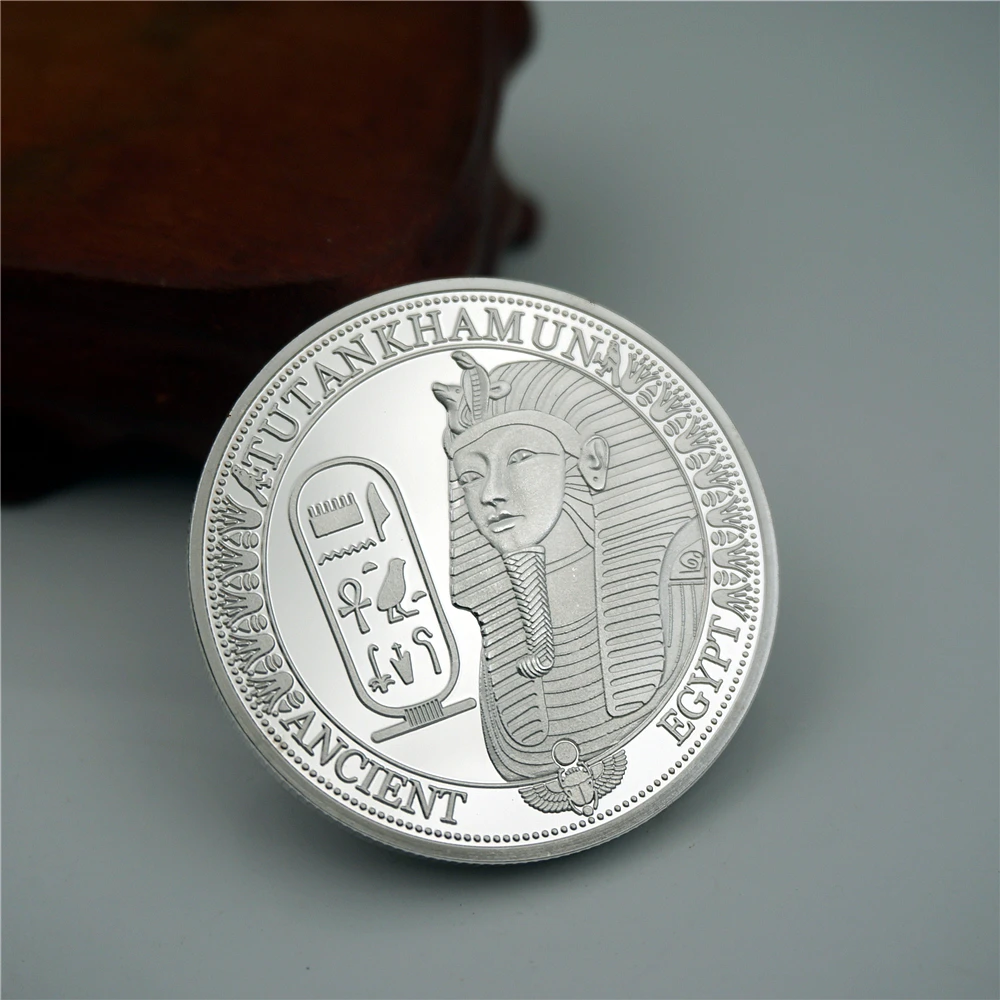 Посеребренная египетская памятная монета 40 мм из Египта Фараона тутанхамена